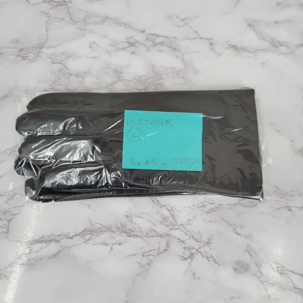 Isotoner Black Leather Driving Gloves with Knit Lining Women's Large